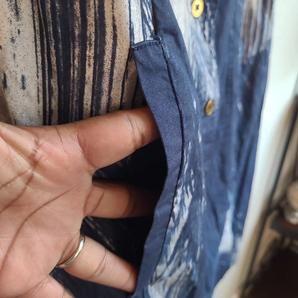 Donna Karan NY Womens Sleeveless Dress Size S Blue Button Down Casual Chic Print - Picture 5 of 6